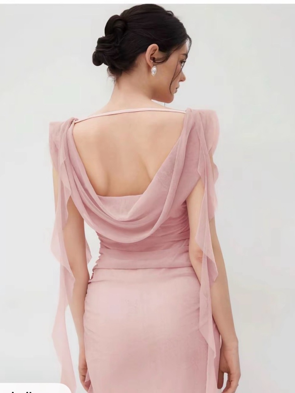 Pink Ruched Ruffle Maxi Dress – Size S - Picture 2 of 5